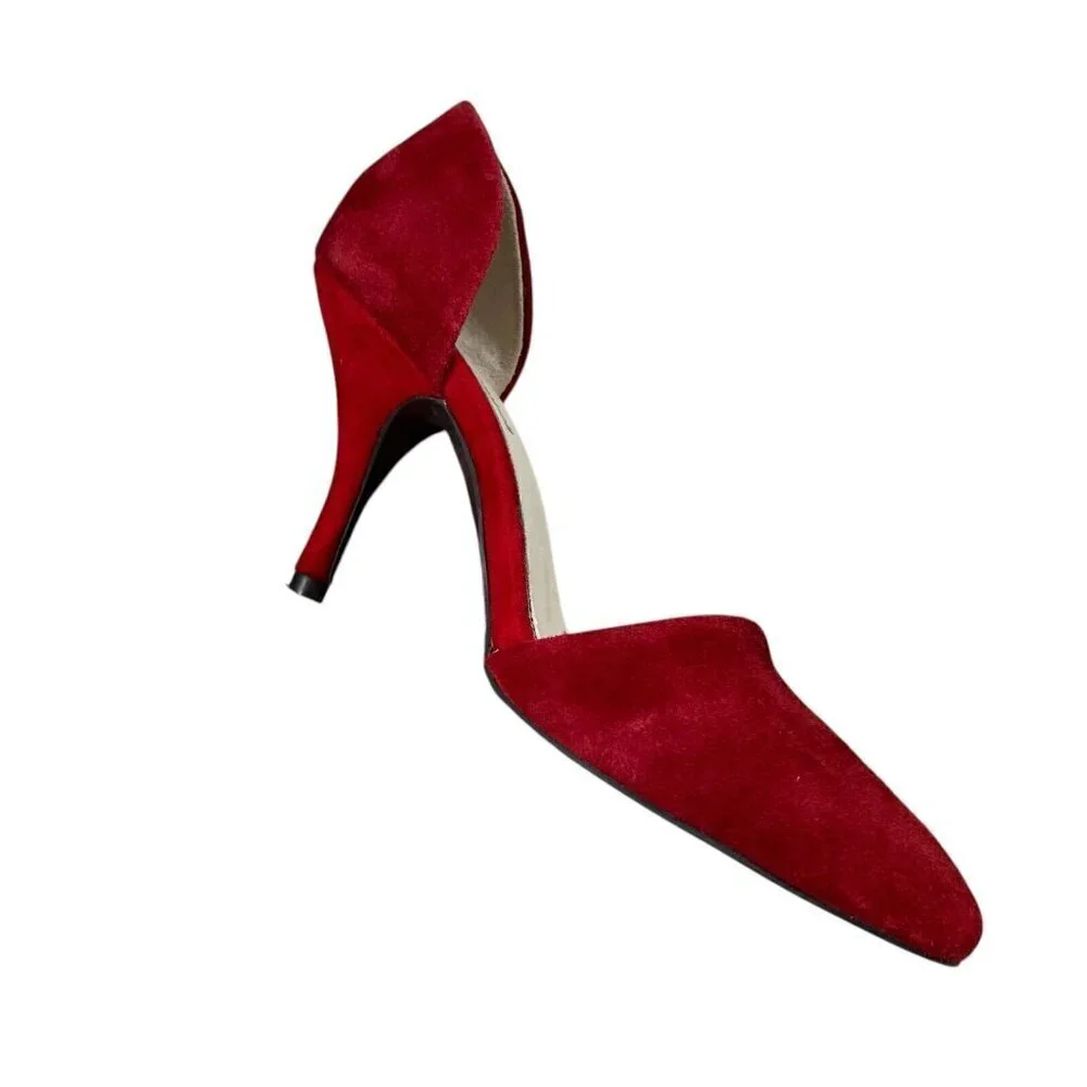 Jeffrey Campbell D'orsay High Heels Pumps Size 8 Red Suede Event Valentines Day